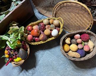 Vintage Woven Baskets with Assorted Faux and Natural Elements