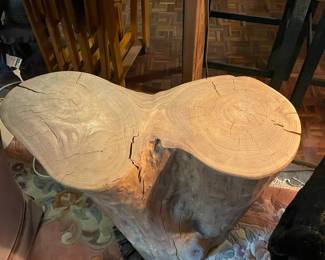 Live Edge Burl Wood Stump Stool or Side Table