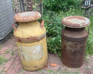 Vintage Steel Milk Cans - Borden's and Superior Dairy