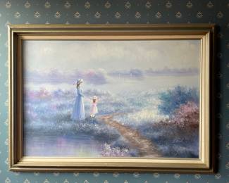 Oil Painting of Mother and Child by S. Reed