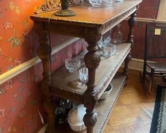 Renaissance Revival Style Carved Oak Three-Tier Server