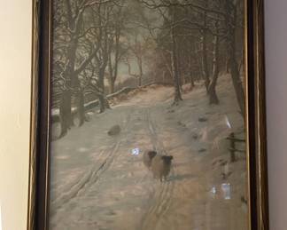 Vintage Winter Landscape Print by Joseph Farquharson