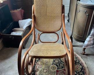 Vintage Bentwood Cane Rocking Chair - Thonet Style