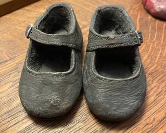 Vintage Bronze Baby Shoe Figurines - Mary Jane Style