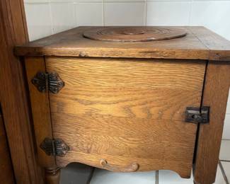 Vintage Oak Commode Chamber Pot Cabinet