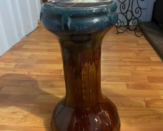 Vintage Ceramic Garden Stool - Two-Tone Glaze