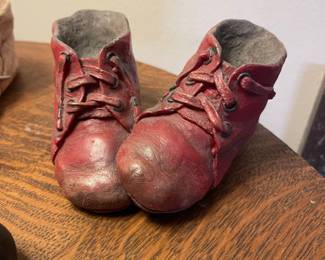 Vintage Red Decorative Baby Shoes