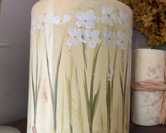 Hand-Painted Narcissus Floral Decorative Canister