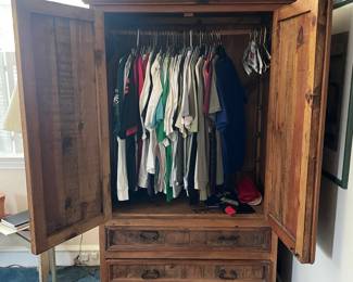 Vintage Rustic Pine Armoire with Drawers