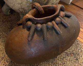 African Tribal Terracotta Vessel with Decorative Collar