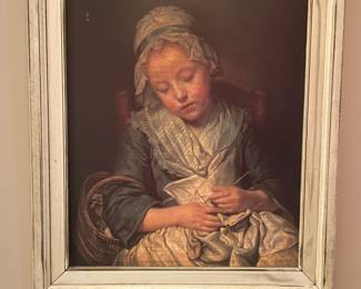 Jean-Baptiste Greuze The Knitter Print