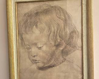 Vintage Peter Paul Rubens "Head of Boy" Print