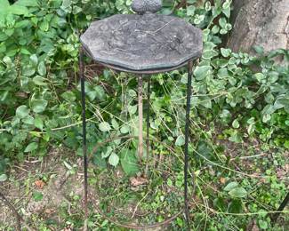 Vintage Cast Iron Bird Bath with Bird Motif
