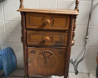 Vintage Washstand Cabinet with Spindle Gallery