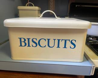 Vintage Enamelware Kitchen Canisters - Biscuits and Sugar
