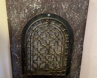 Vintage Marble and Cast Iron Arched Fireplace Register