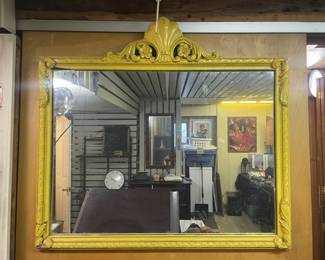 Vintage Rococo Style Yellow Wall Mirror