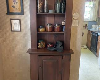 Vintage Pine Step-Back Corner Cupboard