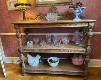 Renaissance Revival Style Carved Oak Three-Tier Server