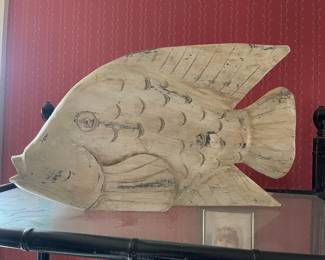 Vintage Hand-Carved Wooden Fish Sculpture