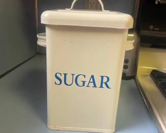Vintage Enamelware Kitchen Canisters - Biscuits and Sugar