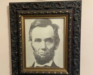 Vintage Abraham Lincoln Portrait in Ornate Frame
