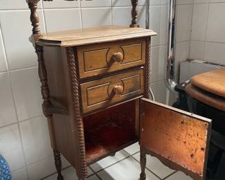 Vintage Washstand Cabinet with Spindle Gallery