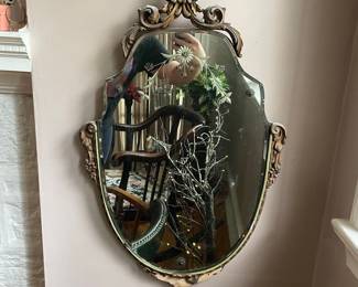Vintage Etched Glass Rococo Style Wall Mirror
