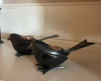 Vintage Cast Iron Bird Votive Candle Holders