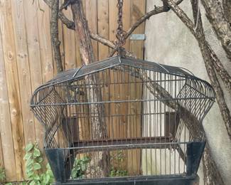 Vintage Wire Birdcage with Flared Base
