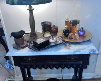 Antique table with marble top