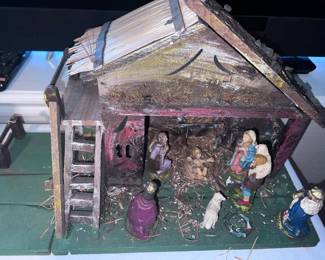 Vintage nativity and manger