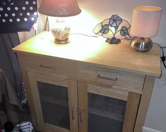 Butcher Block Style Kitchen Storage Cabinet on wheels