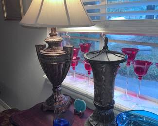 Vintage colored glass decorative items