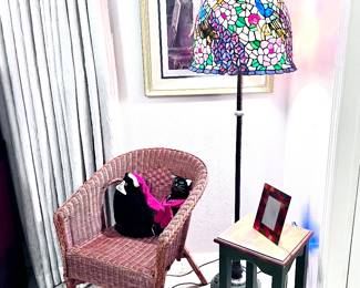 Vintage Peacock Stained Glass Floor Lamp