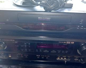 Lots of vintage electronics, including DVD CDVHS receivers and tape players