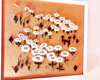 Vintage Daisy Needlepoint Wall Art
