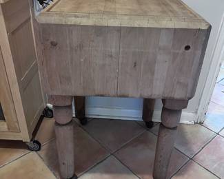 Large Butcher Block Table on Wheels