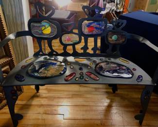 Beautiful steel and Art Glass insert bench