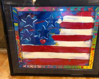 Large, Peter Max American flag Limited edition.American flag Limited edition serigraph
