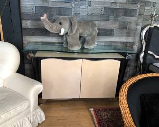 Postmodern glass top console/buffet