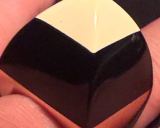 A Fine substantial Mark Davis “Kendall” 18k black/ cream bakelite, that was originally cast with a cream hand-carved sugarloaf ring.