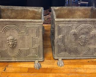 Pair of large heavy antique lead planters
