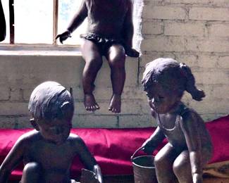 Bronze children sculptures group by L’Deane Truebood 1928-2024