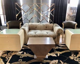 Suede/leather custom loveseat