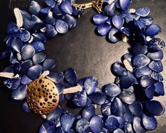 Lapis “Petal” 18k necklace designed by Joan Horing.