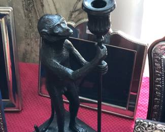 Maitland Smith pair Monkey candlesticks