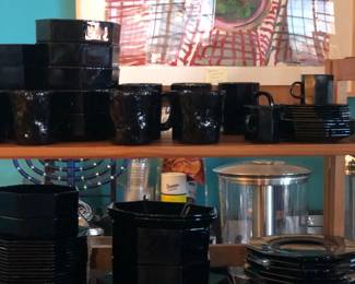 Collection of black amethyst glass