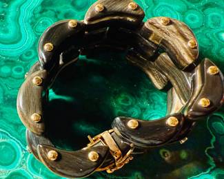 Federica Rettore rose gold horn with pave’ set diamonds