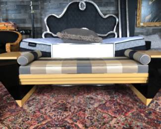 Postmodern bench with storage at each end